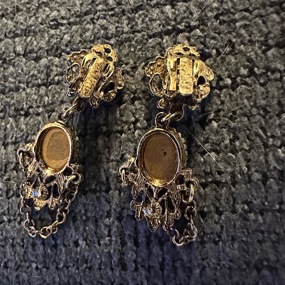 Vintage 1970’s necklace 13 green stones gold chain with matching earrings - Picture 11 of 14